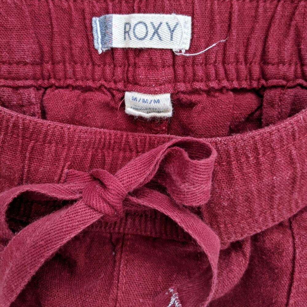 Roxy Linen Blend Drawstring Roll Cuff Pants Medium - image 6